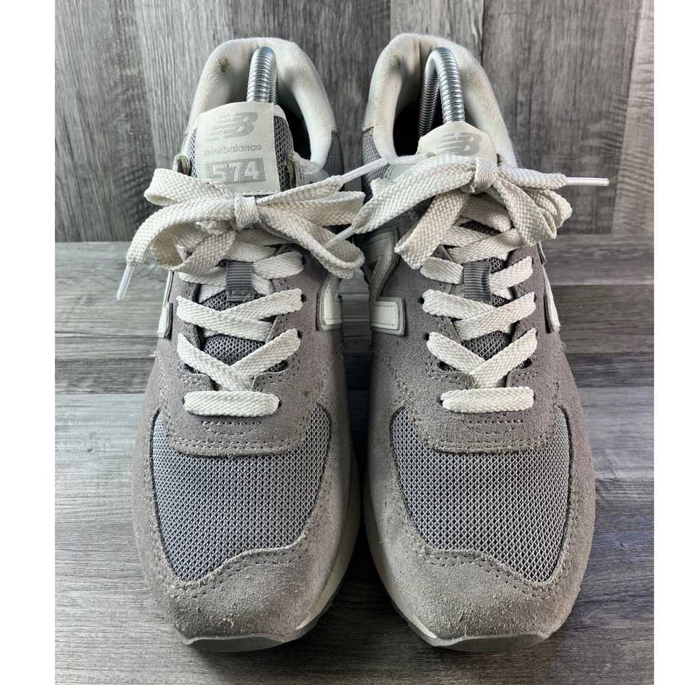 New Balance 574+ Platform Grey White Suede Sneakers WL574ZSD Womens 9.5 - Picture 3 of 7